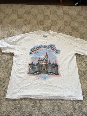 Disney White 'Happiest Place' Castle Short Sleeve Tee